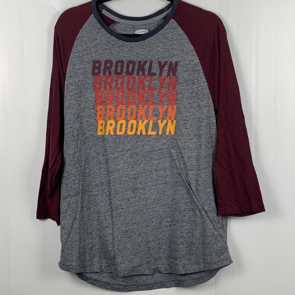 Old Navy Other - Old Navy Gray " Brooklyn" Graphic Long Sleeve Baseball Tee